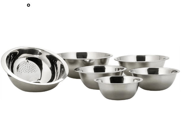 Promoção de Conjunto de Tigelas 5 Peças Inox + Escorredor de Arroz – La Cuisine