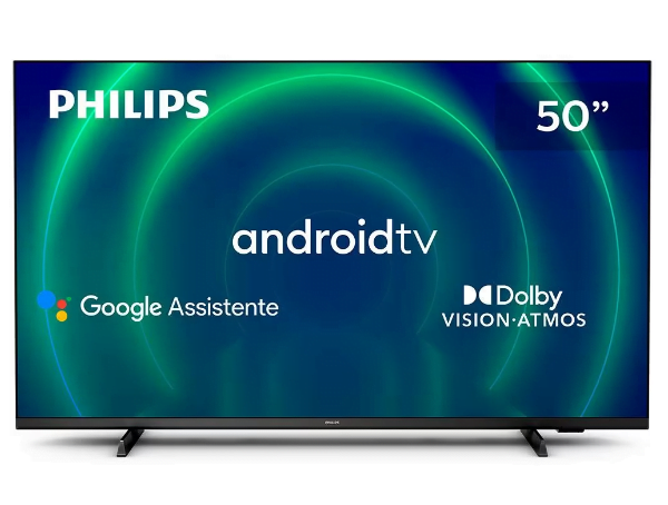 Promoção de Smart TV 50″ UHD 4K Philips 50PUG7406, Android TV, HDR10+, Dolby Vision, Dolby Atmos, Design Borderless e Bluetooth