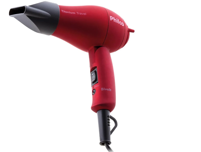 Promoção de Secador de Cabelos Philco Titanium Travel Vermelho 1000W – Bivolt