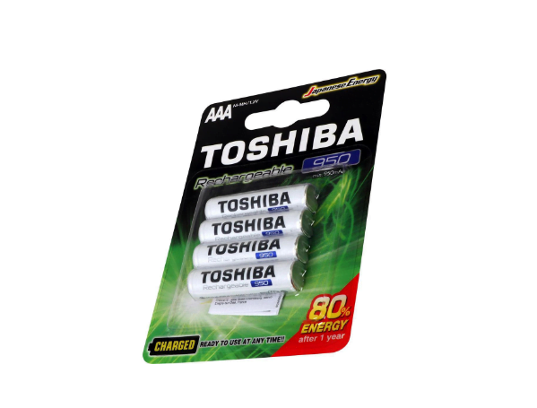 Promoção de Pilha Recarregavel Aaa Palito 950 Mah Com 4 Und Rtu Toshiba