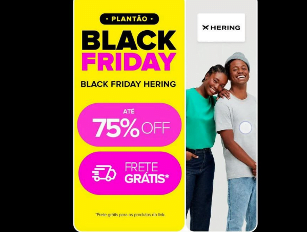 Promoção de Black Friday da Hering no Mercado Livre com até 75% de desconto