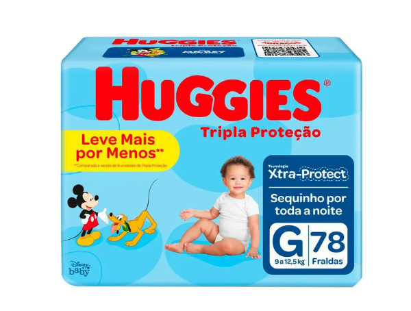 Promoção de Fralda Huggies Tripla Proteção Tamanho G 78 Unidades