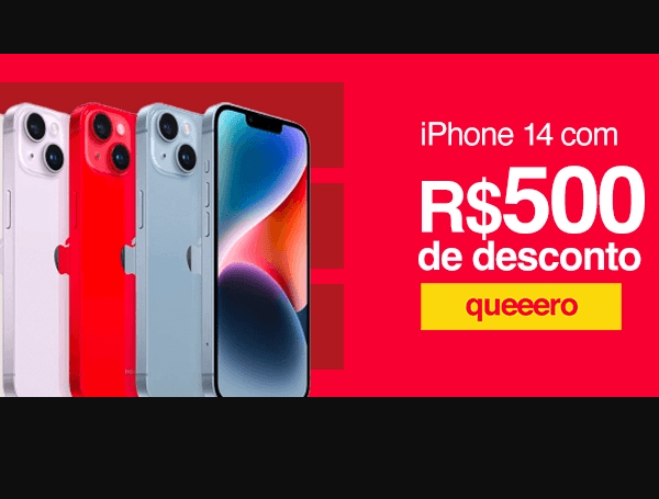 Promoção de Ganhe R$500 de Desconto na Seleção de IPhone 14