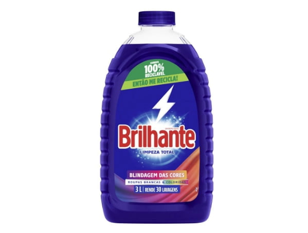 Promoção de Detergente líquido Brilhante roupas brancas e coloridas 3L