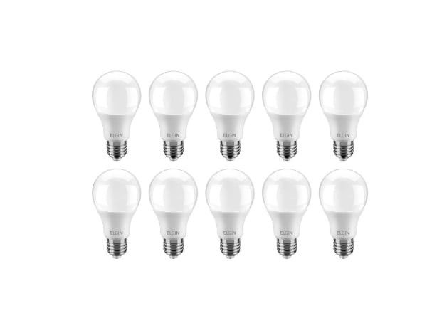 Promoção de Kit Lâmpadas LED 10 Unidades Branca E27 9W – 6500K Elgin Bulbo A60