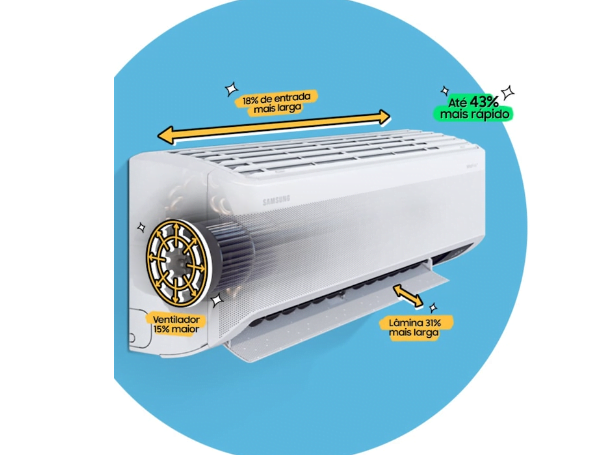 Ar Condicionado Split Inverter Samsung WindFree PowerVolt Sem Vento Frio 9.000 BTUs Bivolt