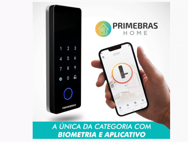 Promoção de Fechadura Digital Biométrica Primebras Athenas Madeira Tuya