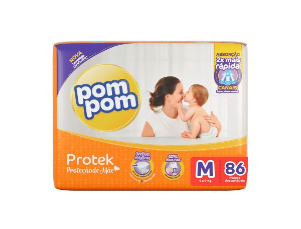 Promoção de Fralda Pom Pom Derma Protek M 86 Unidades