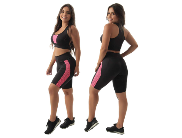 Kit 2 Conjuntos Top + Bermuda Tela Suplex Fitness