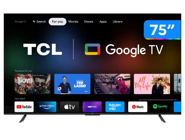 Promoção de Smart TV 75” 4K LED TCL 75P735 VA 60Hz Hands – Free Wi-Fi Bluetooth HDR Alexa Google Assistente