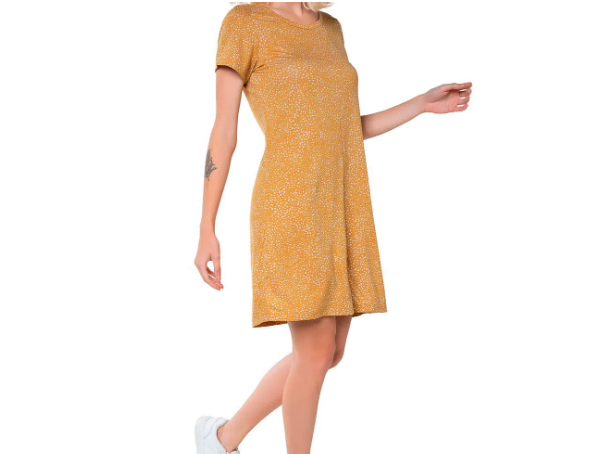 Promoção de Vestido Curto Slim Estampado Amarelo