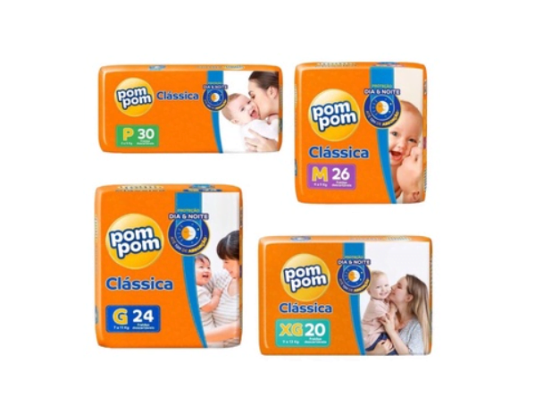 Promoção de Fralda Pom Pom Classica Jumbo 04 Pacotes