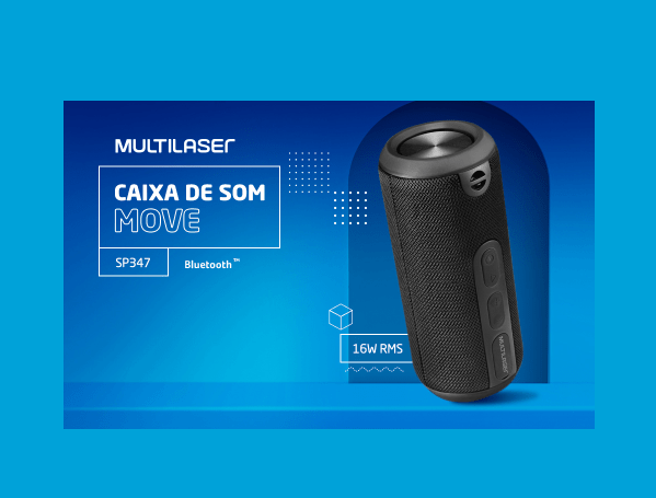 Promoção de Caixa de Som Speaker Move Preto 16W Bluetooth e Auxiliar Multilaser SP347