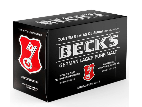 Cerveja Becks Puro Malte Lata 350ml Pack 8 Unidades