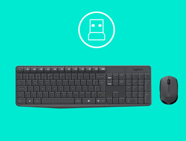 Promoção de Combo Teclado e Mouse sem fio Logitech MK235 com Conexão USB, Pilhas Inclusas e Layout ABNT2