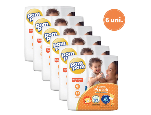 Promoção de Kit 6 Pacotes Fralda Descartável Pom Pom Derma Protek