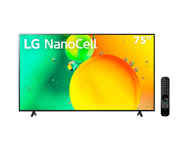 Promoção de Smart TV 75″ LG 4K NanoCell 75NANO75 HDMI 2.0, Nvidia GEFORCE NOW, ThinQAI, Smart Magic, Google, Alexa