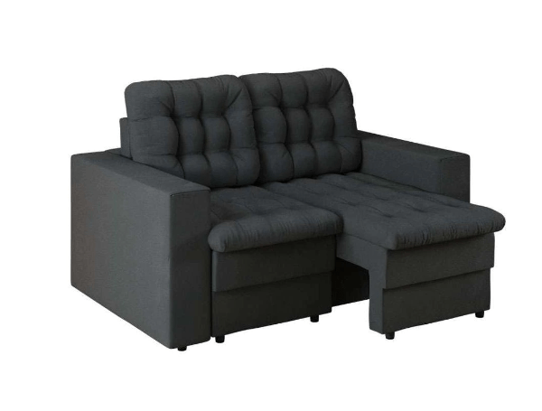 Promoção de Sofá 2 Lugares Retrátil Lubeck Plush Suede Grafite 140 cm