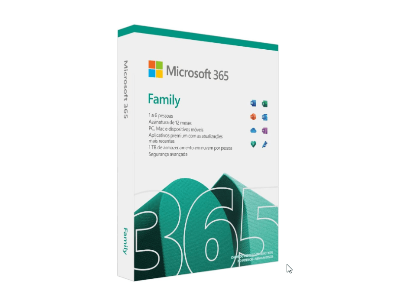 Promoção de Microsoft Office 365 Family (até 6 usuários) + 1TB de Armazenamento no OneDrive