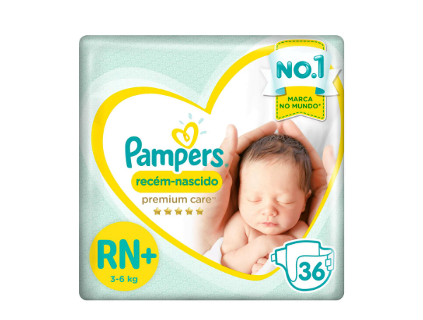 Promoção de Fraldas Pampers Premium Care Recém Nascido RN+ 36 Unidades