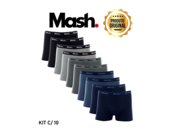 Promoção de Kit 10 Cuecas Boxer Algodão Mash Masculina