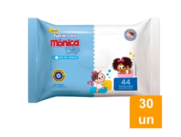 Promoção de Kit 30 Toalhas Umedecidas Turma da Mônica Baby Hora da Troca