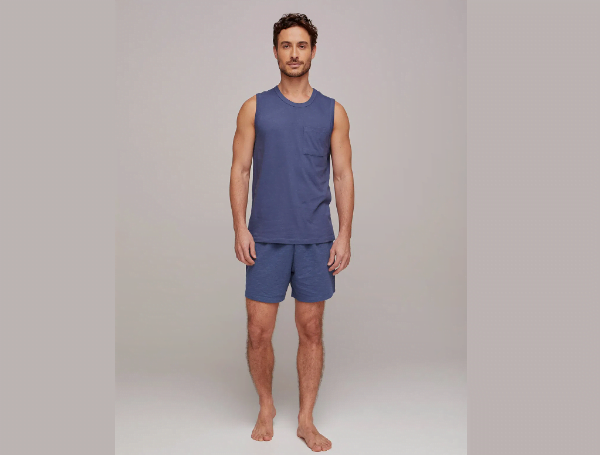 Promoção de Pijama Masculino Curto Com Regata E Shorts Comfort Azul