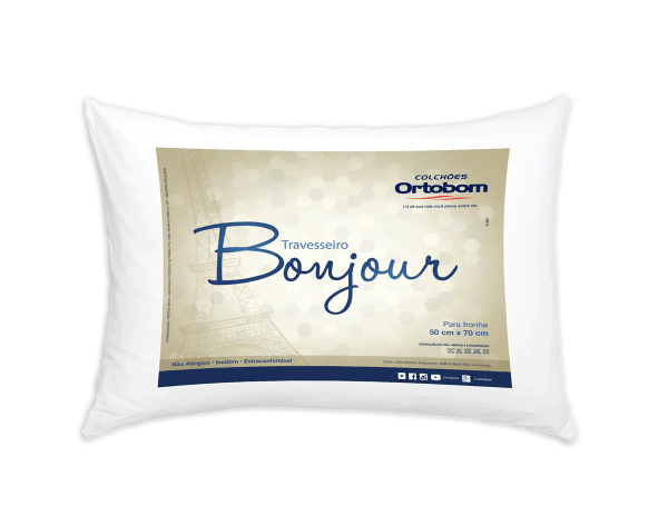 Promoção de Travesseiro Ortobom Bonjour em Fibra Siliconizada 50 x 70 cm Branco
