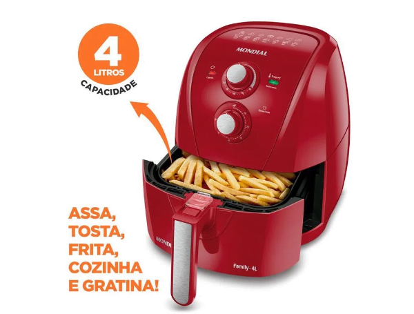 Promoção de Fritadeira Air Fryer 4L Mondial AFN40FR Vermelha 127V