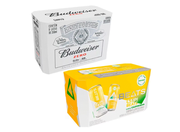 Promoção de Kit Skol Beats Caipirinha Lata 269ml 8 Unidades + Cerveja Budweiser Zero Álcool Lata Sleek 350ml 8 Unidades